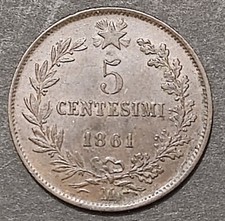 5 CENTESIMI LIRE VALORE 1861