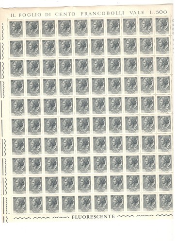 Foglio 100 francobolli italia - foglio,