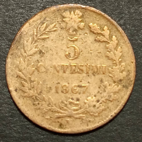 Centesimi lire valore - 5, 1867